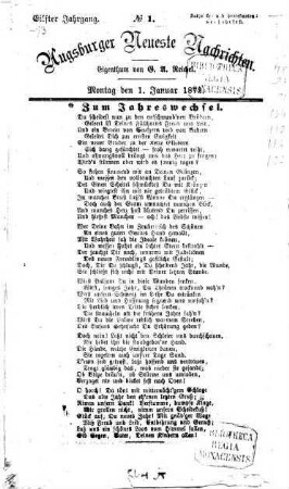 Augsburger neueste Nachrichten : Schwäbischer Kurier. 1872,1/3 = Jg. 11