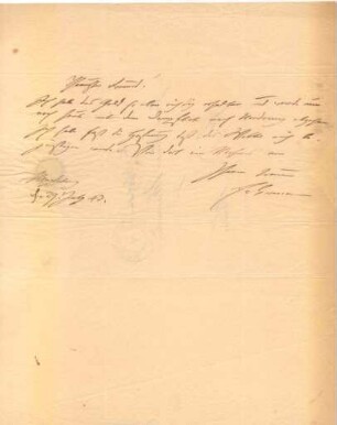 Korrespondenz von Johann Peter Eckermann an Unbekannt