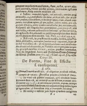 Caput IV. De Forma, Fine & Effectu s. consequenti.