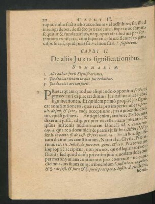 Caput II. De aliis Iuris significationibus.