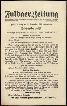 Ausgabe vom Montag, den 11. September 1916.
