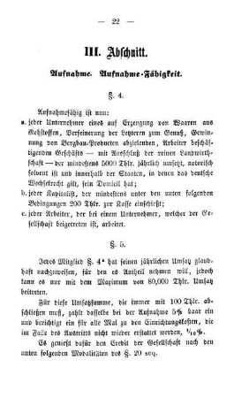 III. Abschnitt. Aufnahme. Aufnahme-Fähigkeit.