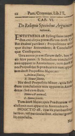 Cap. VI. De Reliquis Speciebus Argumentationis.