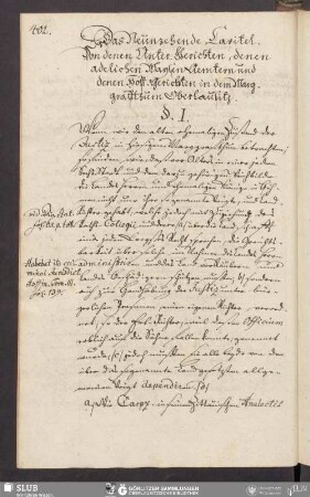 Das Neunzehende Capitel. Von denen Unter-Gerichten, denen adelichen Waysen Aemtern und denen Hoff-Gerichten in dem Marggraffthum Oberlausitz