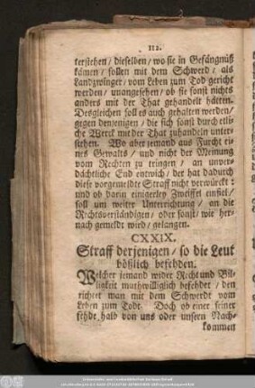 CXXIX. Straff derjenigen/ so die Leut bößlich befehden.