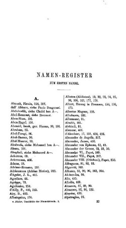 Namen-Register zum ersten Bande.