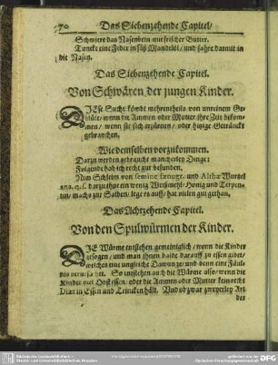 Das Siebenzehende Capitel. Von Schwären der jungen Kinder