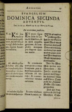 Evangelium Dominica Secundus Adventus.