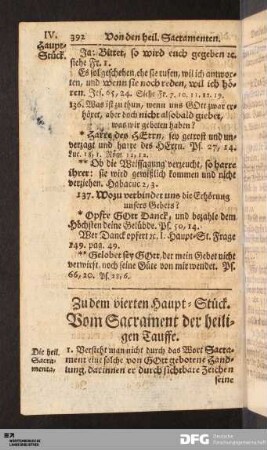 Zu dem vierten Haupt-Stück. Vom Sacrament der heiligen Tauffe