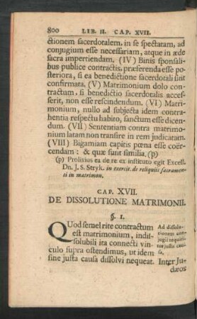 Cap. XVII. De Dissolutione Matrimonii