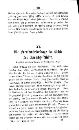 Die Fremdwörterfrage im Lichte der Sprachgeschichte