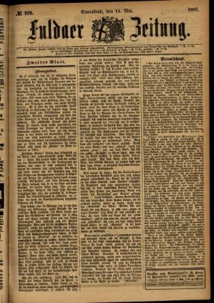 Ausgabe vom Samstag, den 14. Mai 1887.
