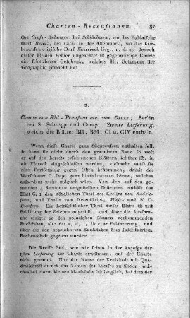 Charte von Süd-Preußen etc. / von Gilly. - Berlin : S. Schropp und Comp. - Zweite Lieferung, Blätter BII, BM, CI, CIV
