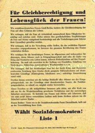 Wahlpropaganda der SPD Berlin-Wilmersdorf