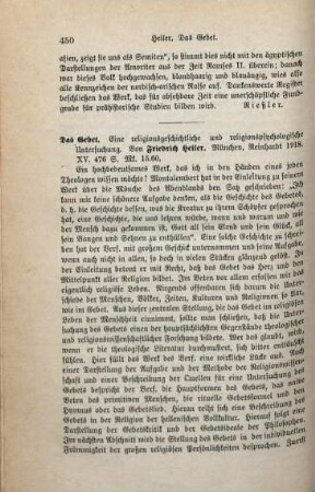 450-453 [Rezension] Heiler, Friedrich, Das Gebet