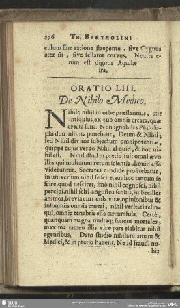Oratio LIII. De Nihilo Medico