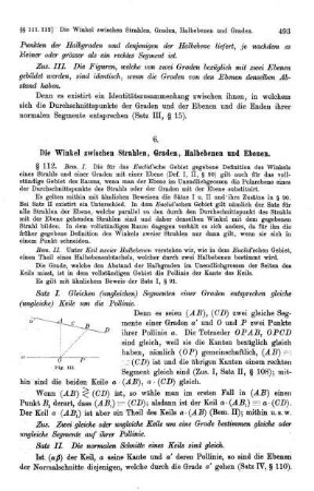 6. Die Winkel zwischen Strahlen, Graden, Halbebenen und Ebenen.