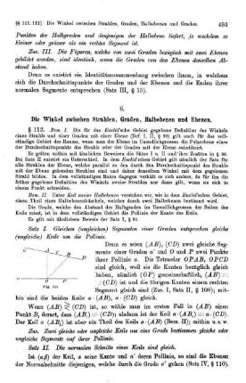 6. Die Winkel zwischen Strahlen, Graden, Halbebenen und Ebenen.