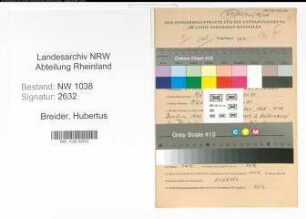 Entnazifizierung Hubertus Breider , geb. 31.10.1904 (Angestellter)