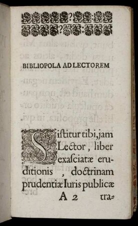Bibliopola Ad Lectorem.