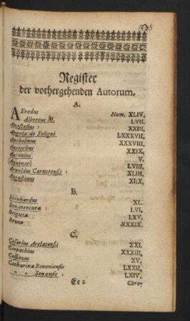 Register der vorhergehenden Autorum.