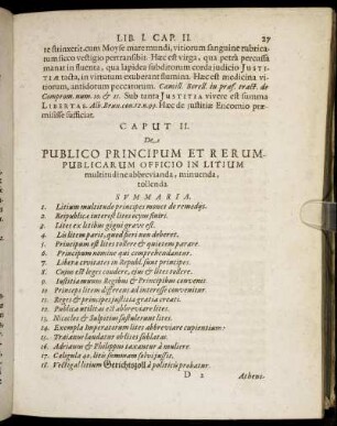 Caput II. De Publico Principum Et Rerum Publicarum Officio In Litium multitudine abbrevianda, minuenda, tollenda.