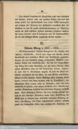 IV. Johann Georg I. 1611 - 1656