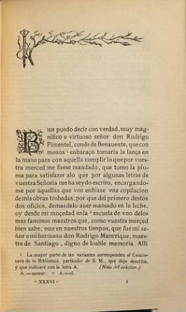Cancionero de Gómez Manrique : Publícale con algunas notas D. Antonio Paz y Mélia, I = 36