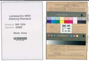 Entnazifizierung Anna Stock , geb. 26.06.1901 (Hausangestellte)