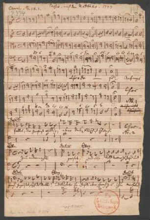 Matthäus-Passion 1777. Auszüge; BR-CPEB D|p 4.3; H 790; Wq deest
