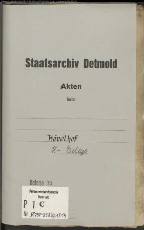 Belegakten zum Heiratsregister der katholischen Gemeinde Hövelhof, Kreis Paderborn (1814)