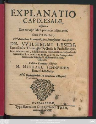 Explanatio Cap. IX. Esaiae