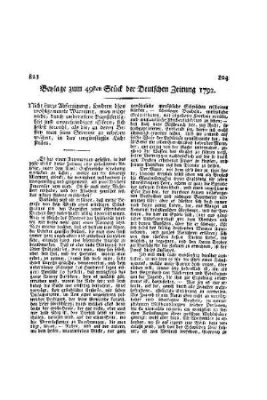 Beylage zum 49ten Stück der Deutschen Zeitung 1792