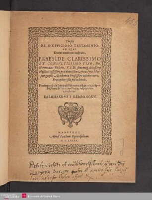 Theses De Inofficioso Testamento