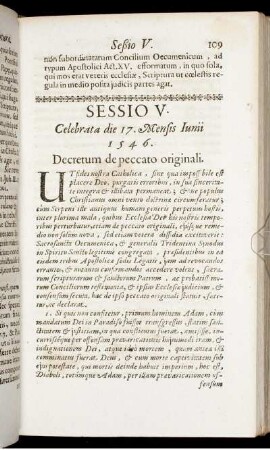 Sessio V. Celebrata die 17. Mensis Junii 1546.