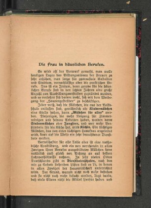 Die Frau in häuslichen Berufen.