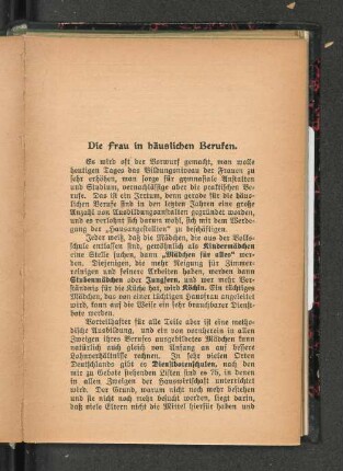 Die Frau in häuslichen Berufen.