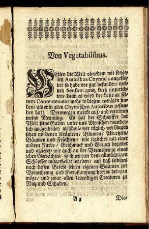 Von Vegetabilibus.