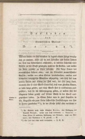 Das Leben des Sienesischen Malers Berna.
