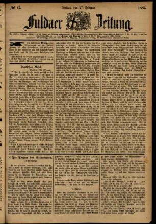 Ausgabe vom Freitag, den 27. Februar 1885.