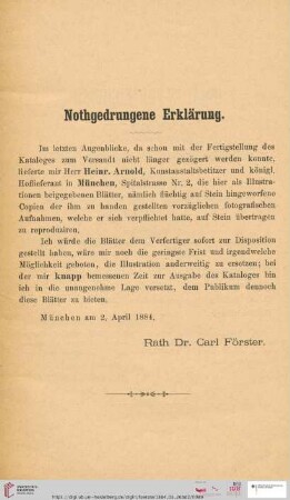 Nothgedrungene Erklärung