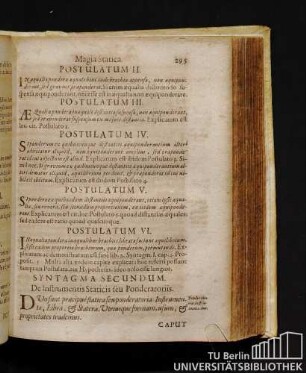 Syntagma Secundum. De instrumentis Staticis seu Ponderatoriis.