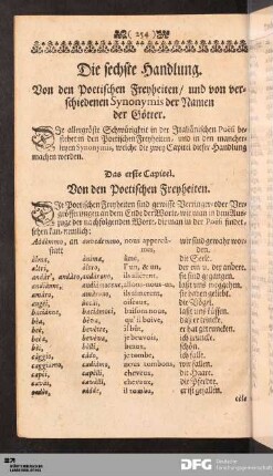 Das erste Capitel. Von den Poetischen Freyheiten.