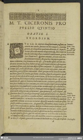 M. T. Ciceronis Pro Publio Quintio Oratio I.
