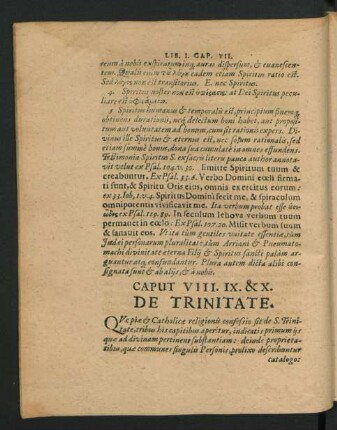 Caput VIII. IX. & X. De Trinitate.