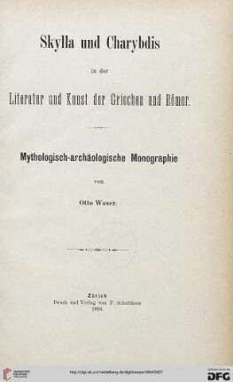 Skylla und Charybdis in der Literatur und Kunst der Griechen und Römer : mythologisch-archäologische Monographie