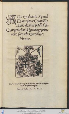 Acta et decreta Synodi Dioecesanae Coloniensis