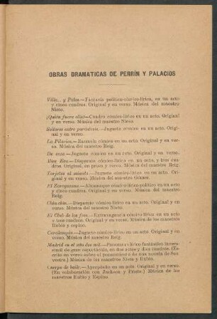 Obras dramaticas de Perrín y Palacios