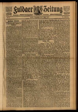 Erste Ausgabe vom Donnerstag, den 04. April 1907.