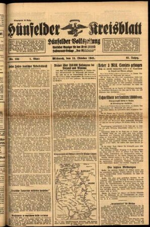 Erste Ausgabe vom Mittwoch, den 15. Oktober 1941.